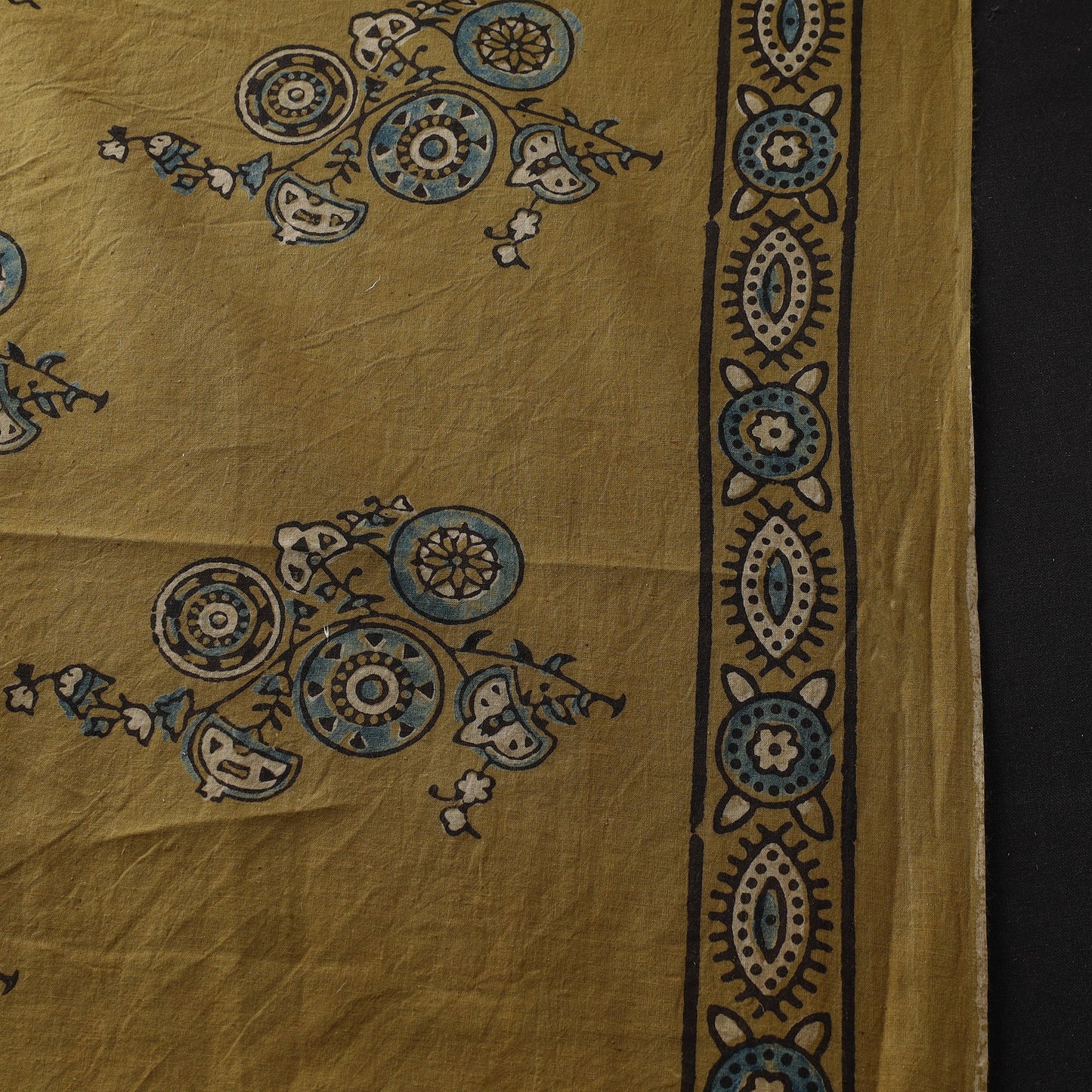  Yellow Pure Cotton Ajrakh Print Fabric Online i iTokri.com