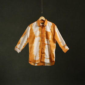 Yellow - pure cotton full sleeve tie-dye men shibori shirt