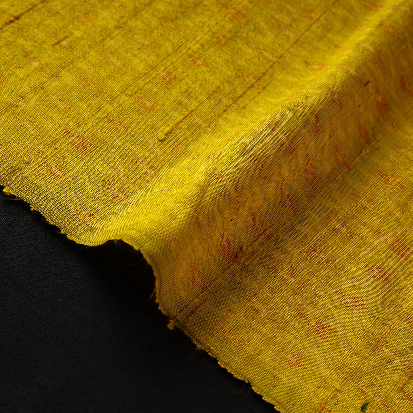 Yellow - pure handloom raw silk pochampally ikat fabric 09