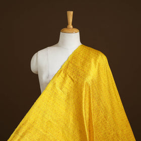 Yellow - pure handloom raw silk pochampally ikat fabric 09