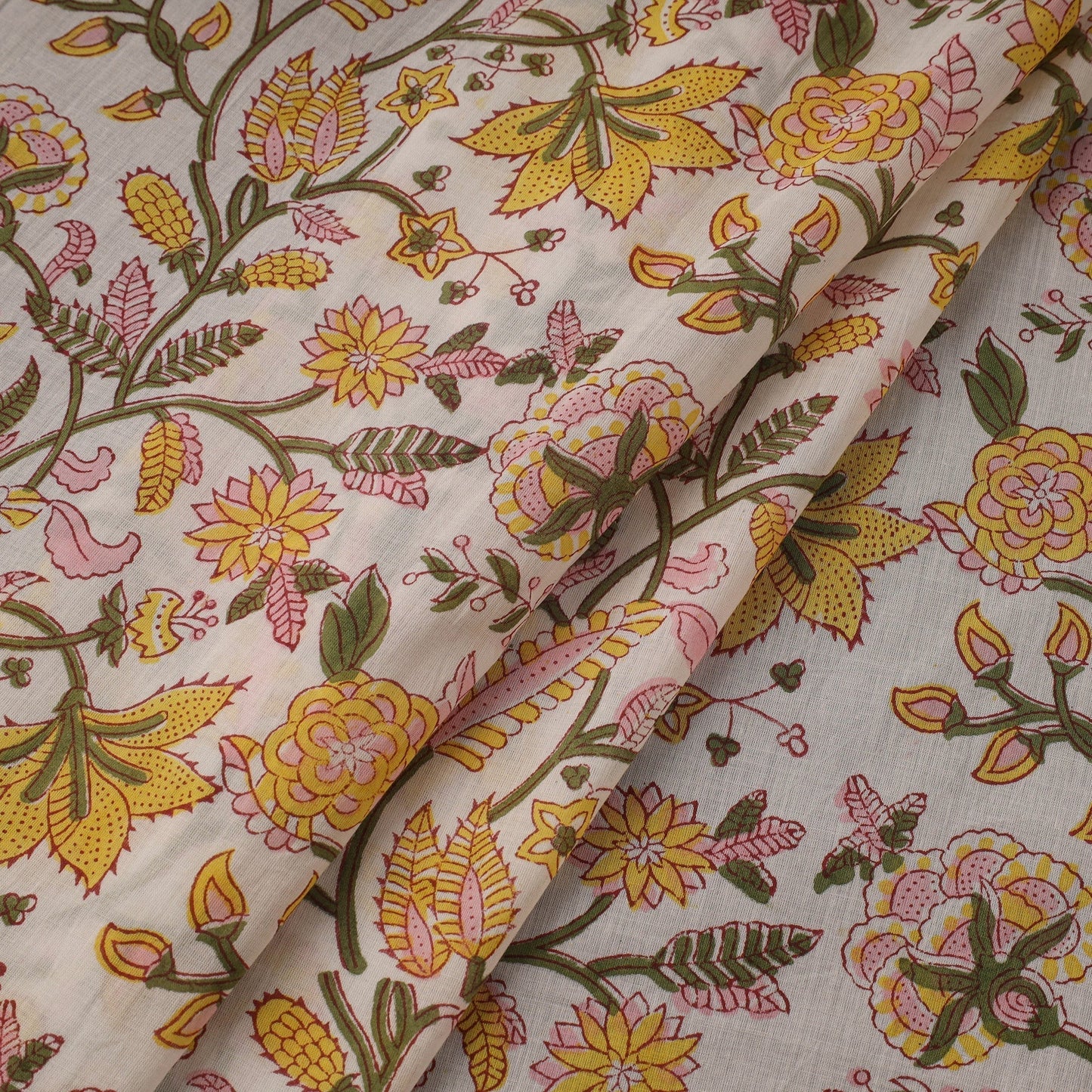 Pure mul cotton hand sanganeri fabric 06 - handcrafted