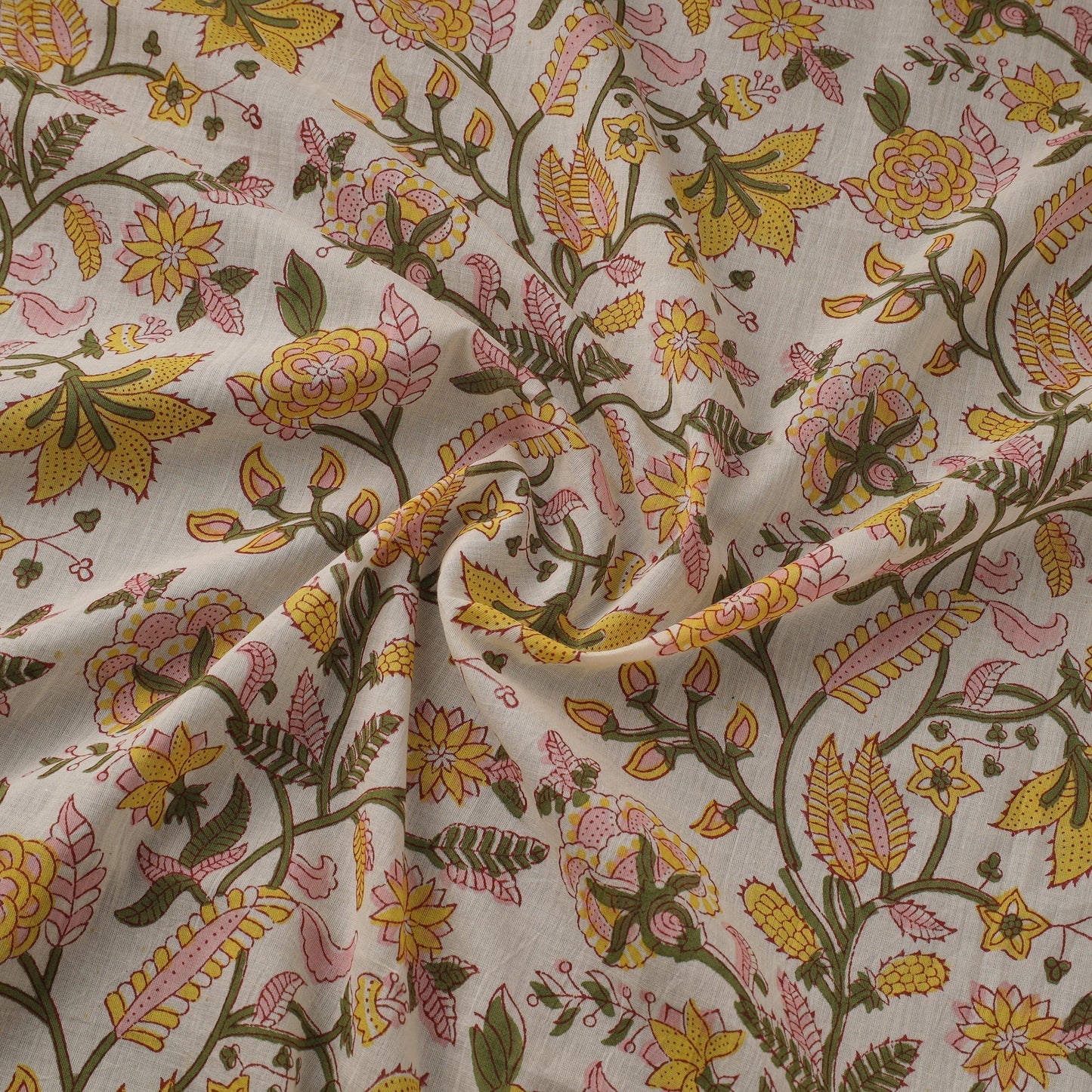 Pure mul cotton hand sanganeri fabric 06 - handcrafted