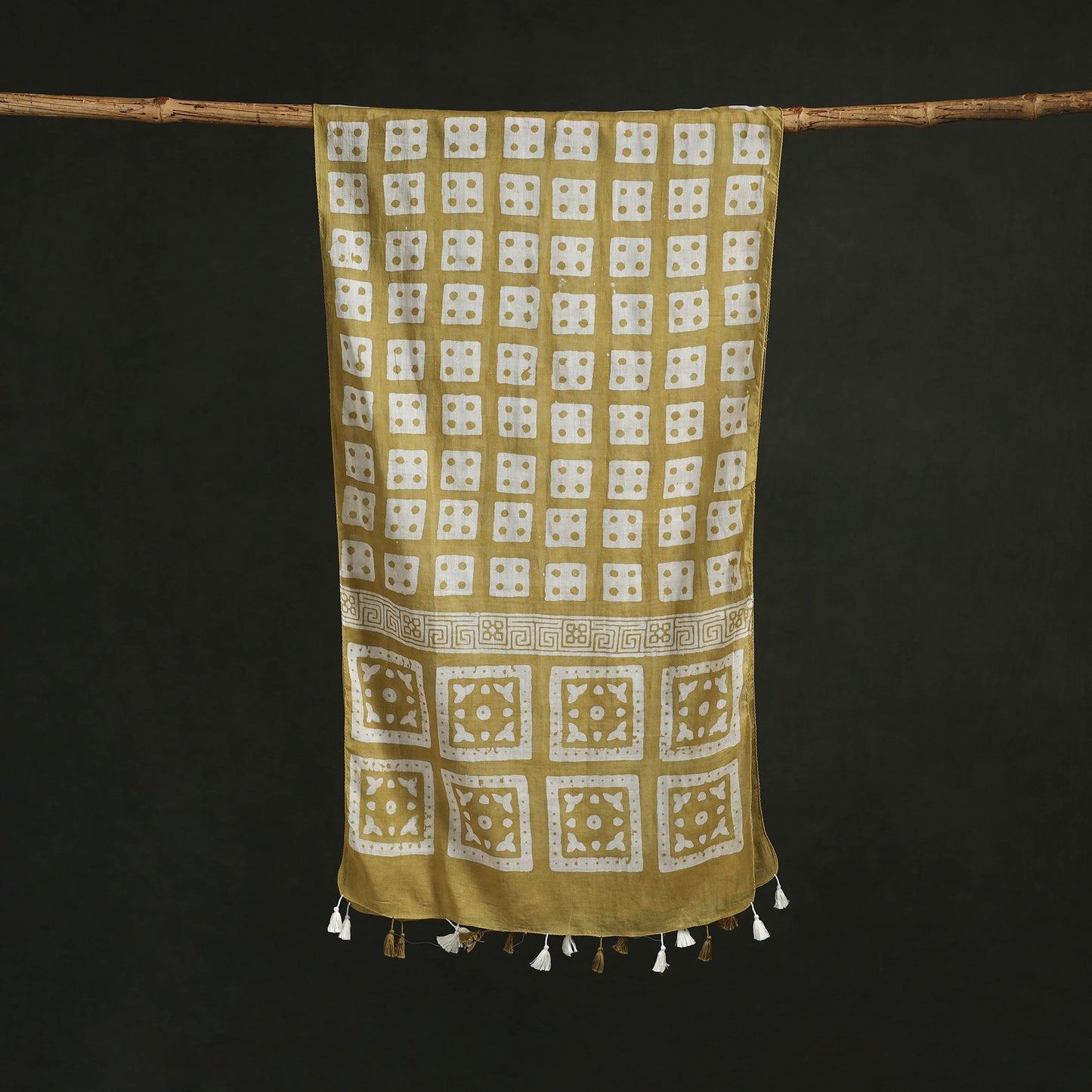 Pure mul cotton kutch hand block batik print stole