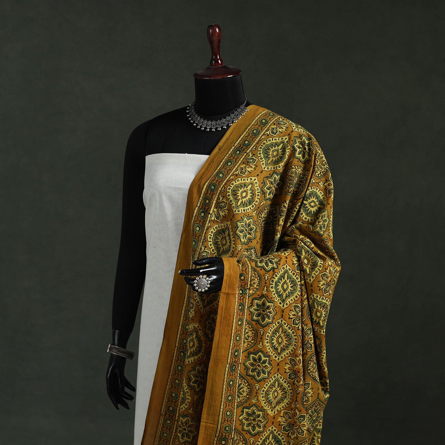 Yellow - pure mul cotton kutch hand block print natural