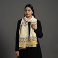 Yellow - pure wool sanganeri stole 21 - handcrafted