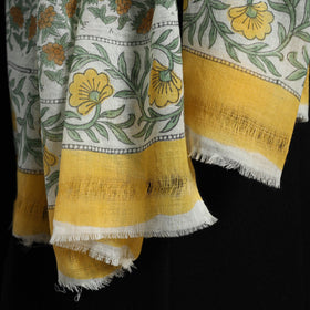 Yellow - pure wool sanganeri stole 47 - handcrafted
