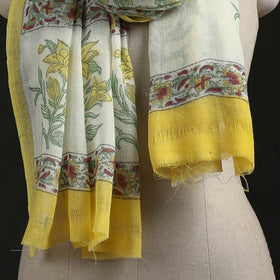 Pure wool hand block print sanganeri stole 05 - handcrafted