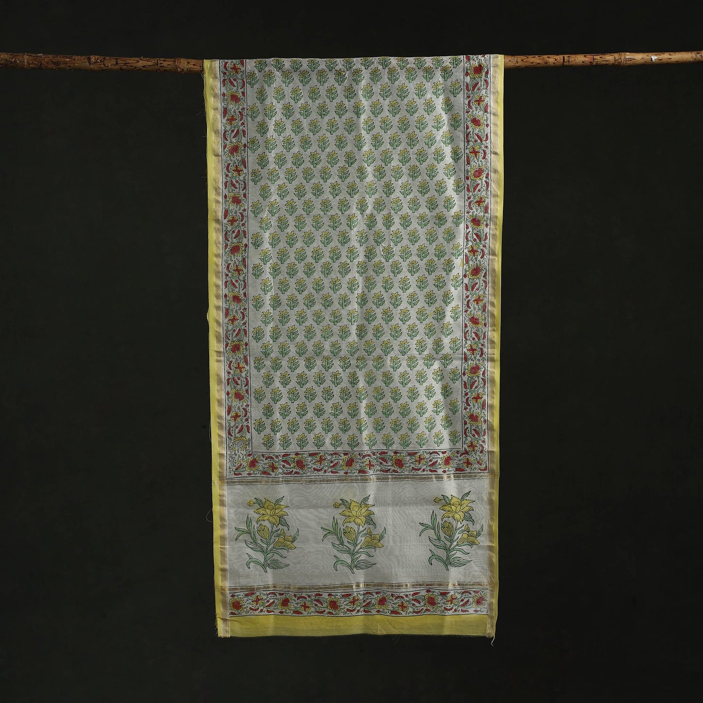 Pure wool hand block print sanganeri stole 05 - handcrafted