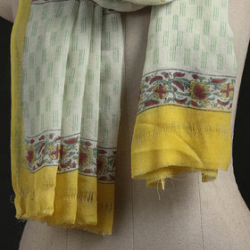 Pure wool hand block print sanganeri stole 08 - handcrafted