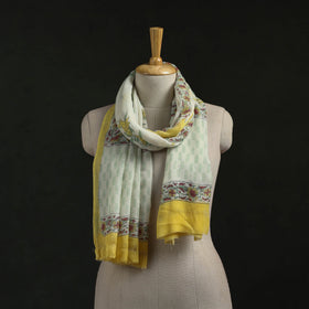 Pure wool hand block print sanganeri stole 08 - handcrafted
