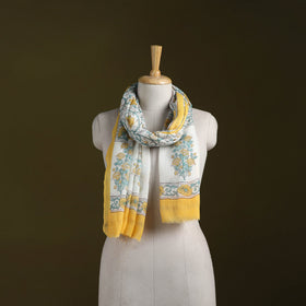 Pure wool hand sanganeri stole 21 - handcrafted
