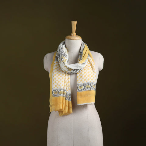 Pure wool hand sanganeri stole 29 - handcrafted