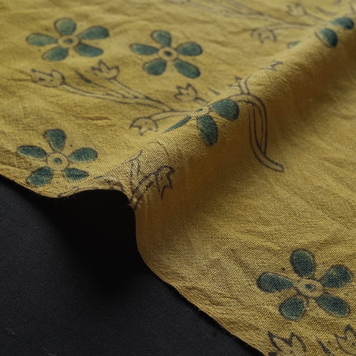 Yellow - pure wool handloom natural dyed fabric 02