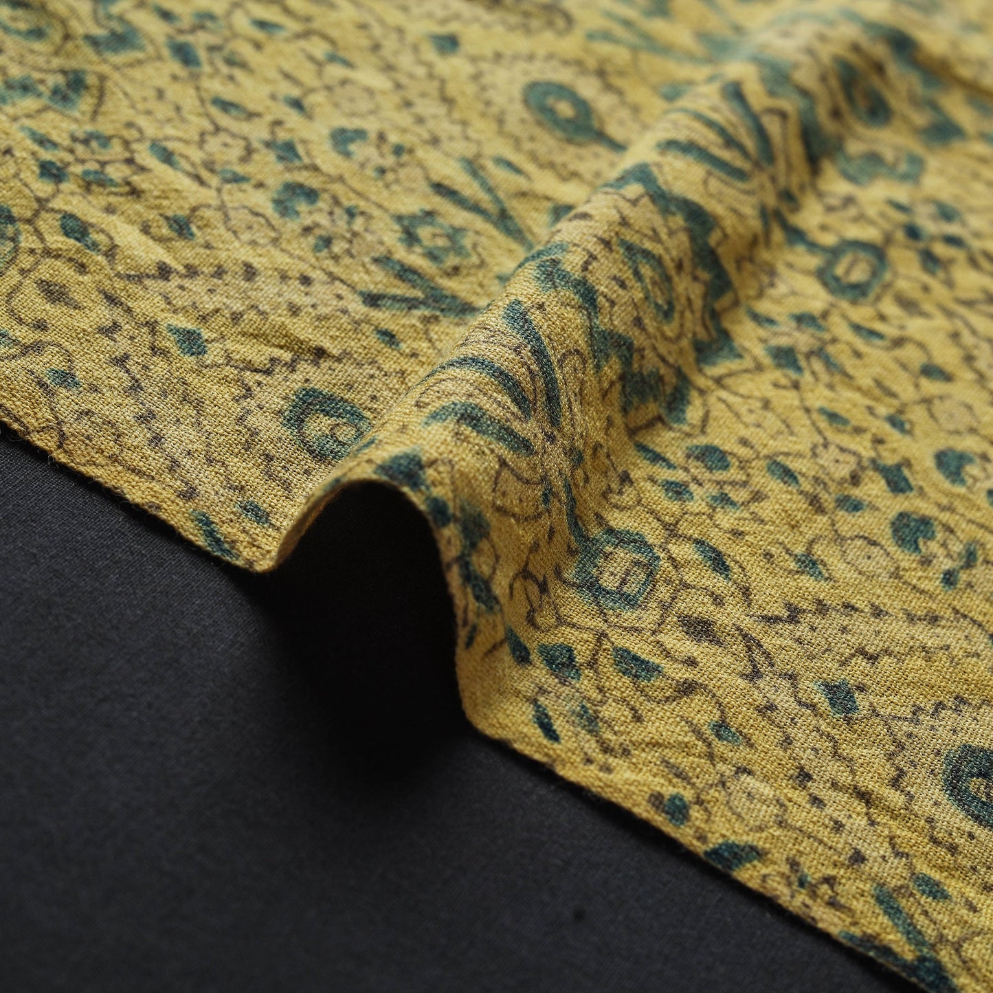 Yellow - pure wool handloom natural dyed fabric 07