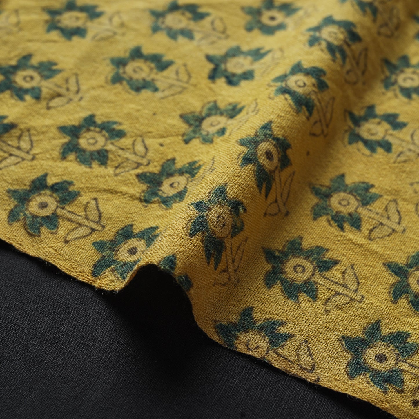 Yellow - pure wool handloom natural dyed fabric 21