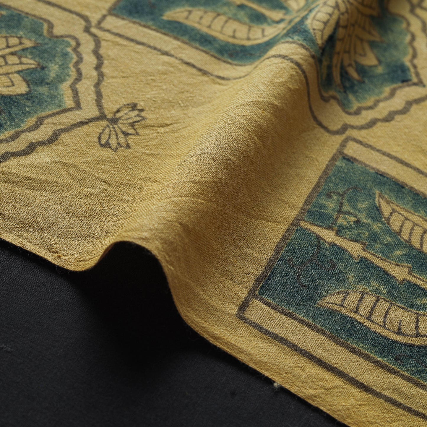 Yellow - pure wool handloom natural dyed fabric 23