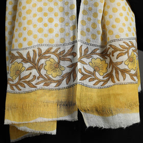 Yellow - pure wool sanganeri stole 21 - handcrafted