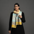 Yellow - pure wool sanganeri stole 54 - handcrafted