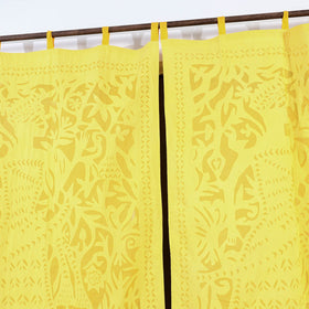 Queen Cutwork Cotton Barmer Applique Window Curtain