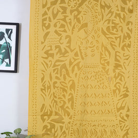 Yellow Queen Cutwork Cotton Barmer Applique Window Curtain
