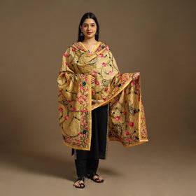 Buy Yellow Ranihati Chanderi Silk Hand Embroidery Dupatta