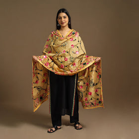 Buy Yellow Ranihati Chanderi Silk Hand Embroidery Dupatta