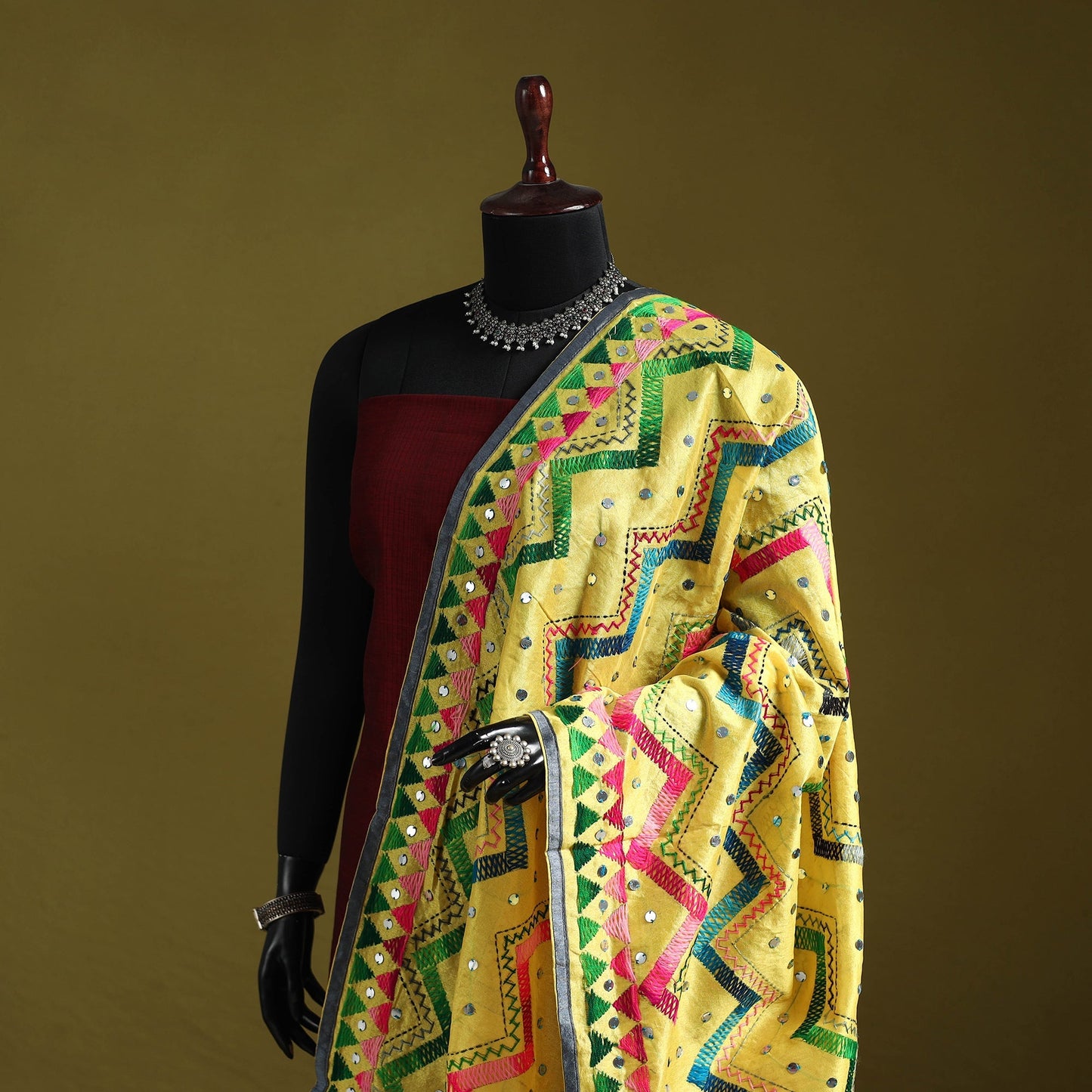 Ranihati chanderi silk zig zag hand embroidery dupatta 41