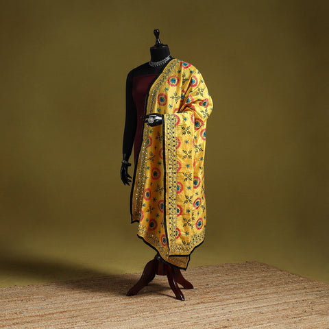 Ranihati chapa work chanderi silk hand embroidery dupatta