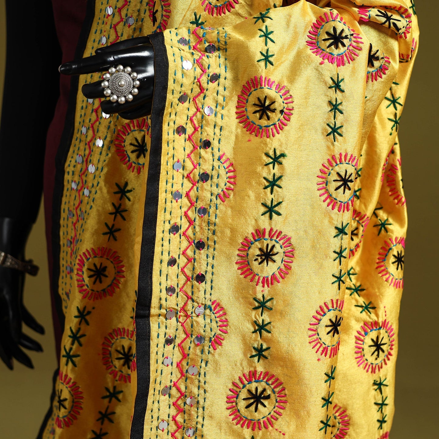 Ranihati chapa work chanderi silk hand embroidery dupatta