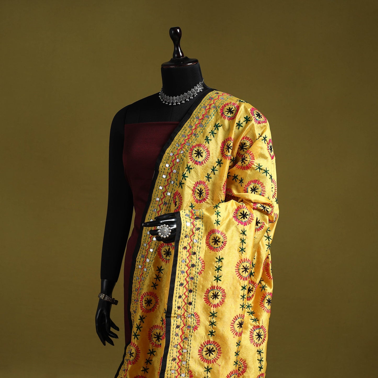 Ranihati chapa work chanderi silk hand embroidery dupatta