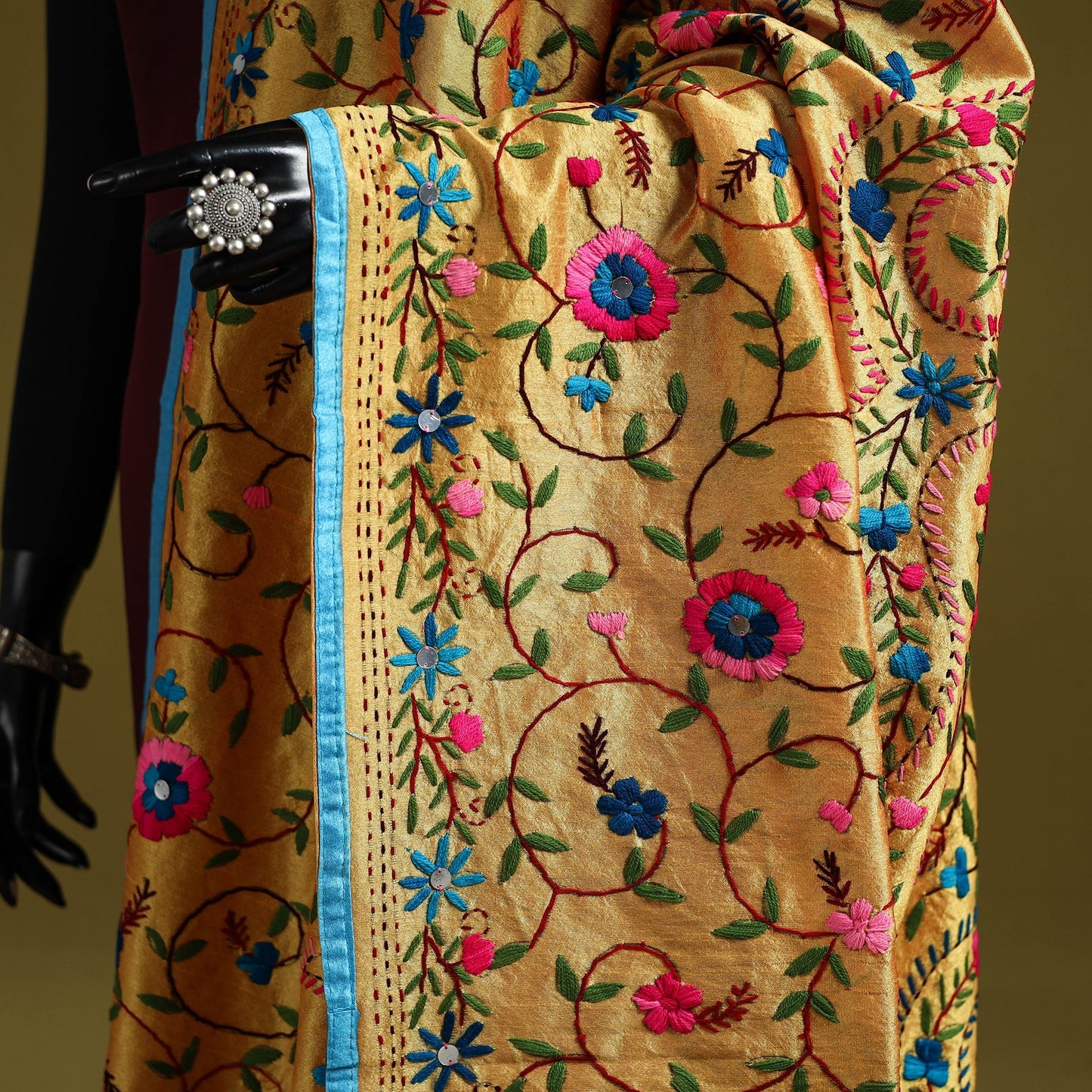 Ranihati chapa work chanderi silk hand embroidery dupatta