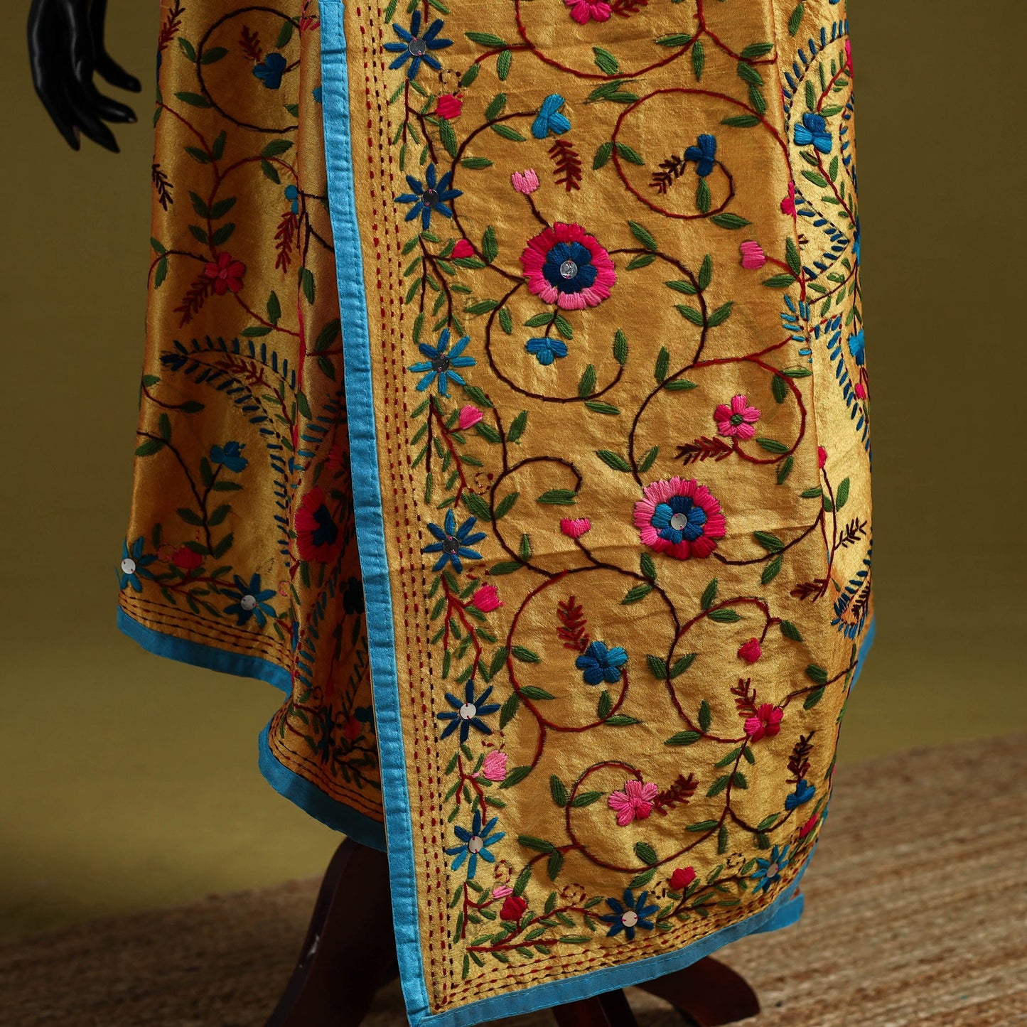 Ranihati chapa work chanderi silk hand embroidery dupatta