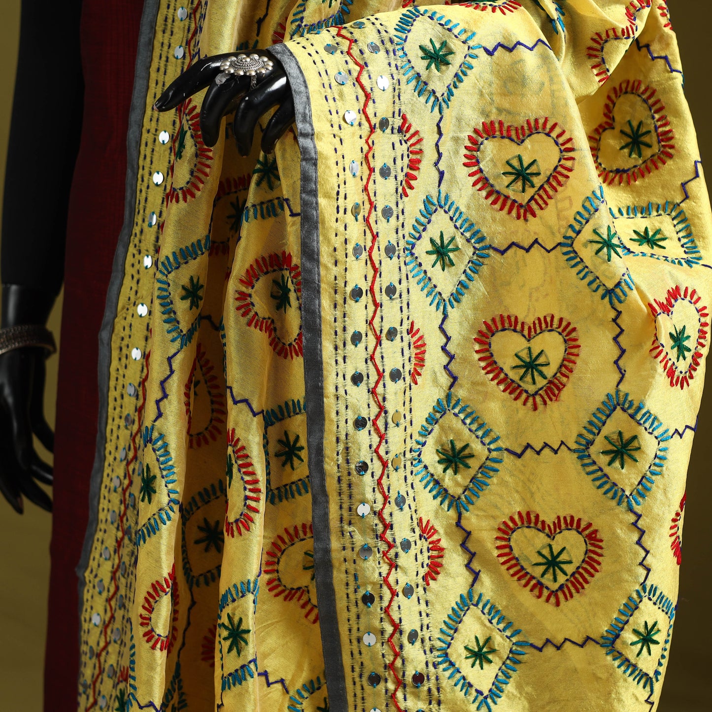 Ranihati chapa work chanderi silk hand embroidery dupatta