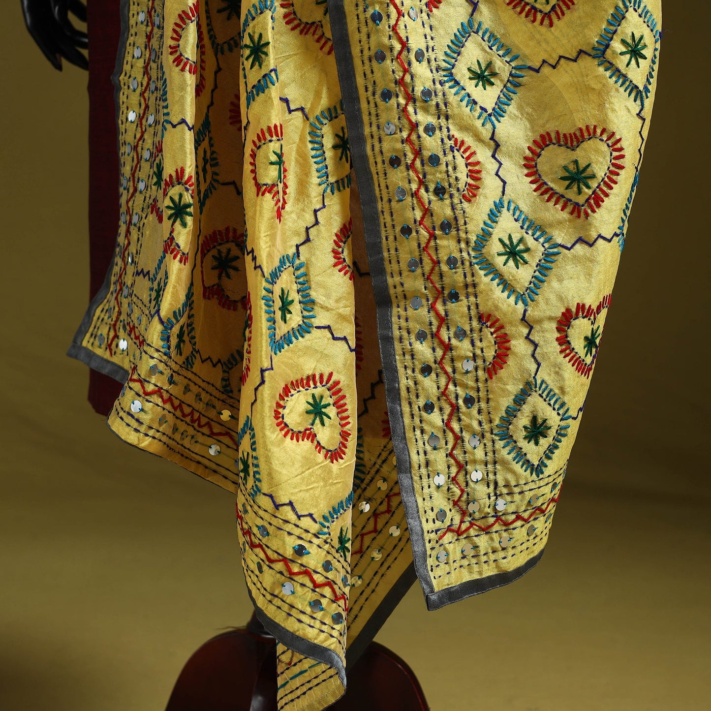 Ranihati chapa work chanderi silk hand embroidery dupatta