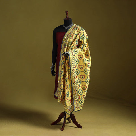 Ranihati chapa work chanderi silk hand embroidery dupatta