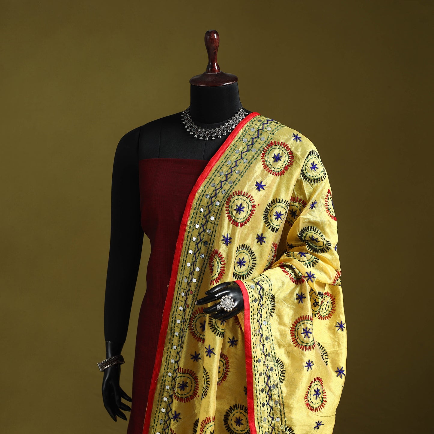 Ranihati chapa work chanderi silk hand embroidery dupatta