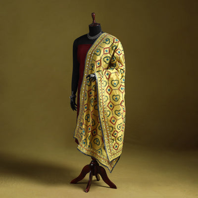 Ranihati chapa work chanderi silk hand embroidery dupatta