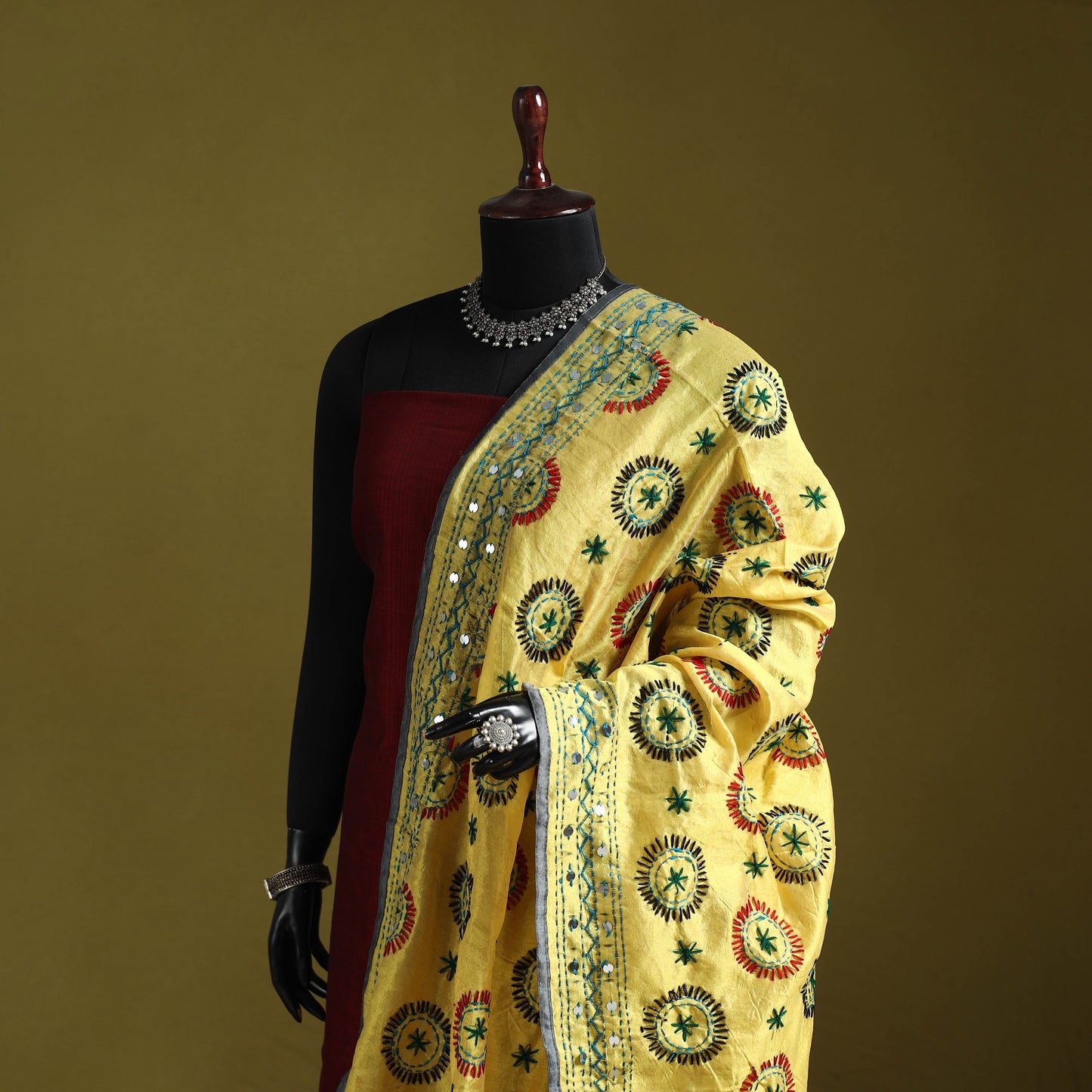 Ranihati chapa work chanderi silk hand embroidery dupatta