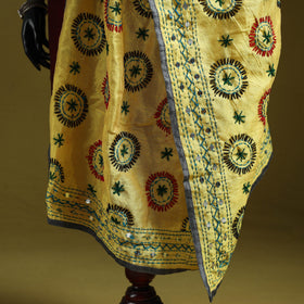 Ranihati chapa work chanderi silk hand embroidery dupatta