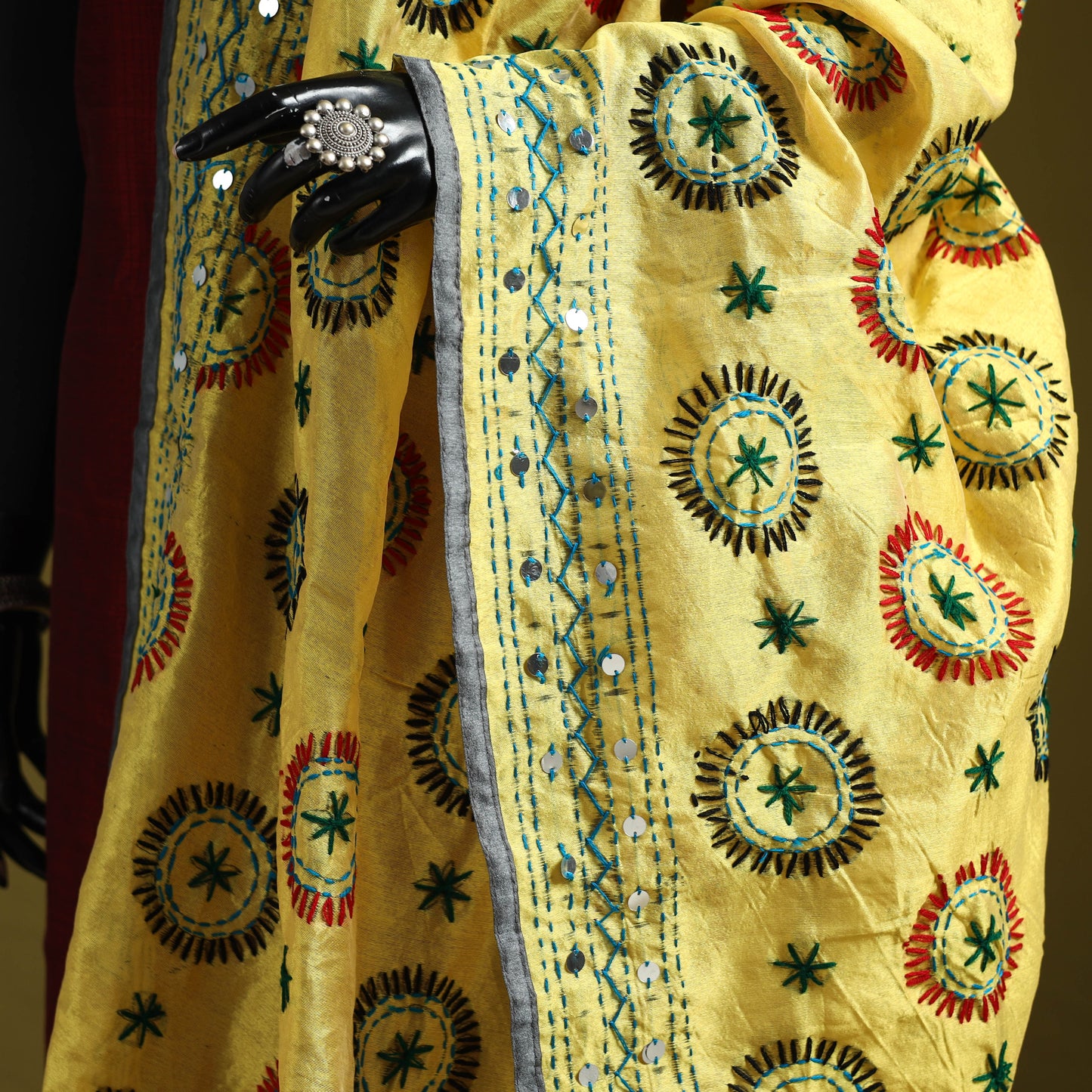 Ranihati chapa work chanderi silk hand embroidery dupatta