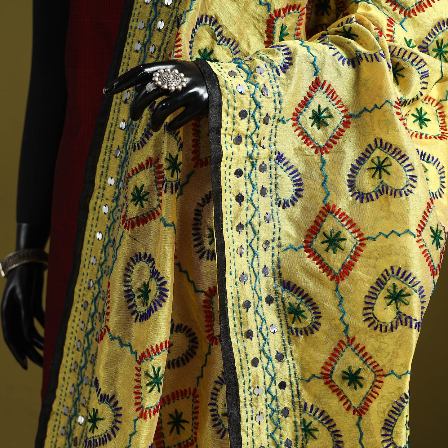 Ranihati chapa work chanderi silk hand embroidery dupatta
