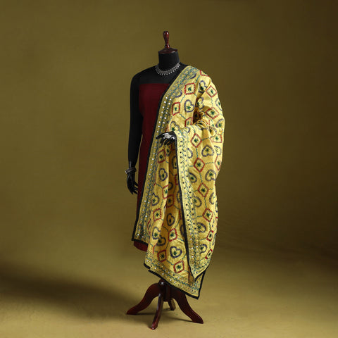 Ranihati chapa work chanderi silk hand embroidery dupatta