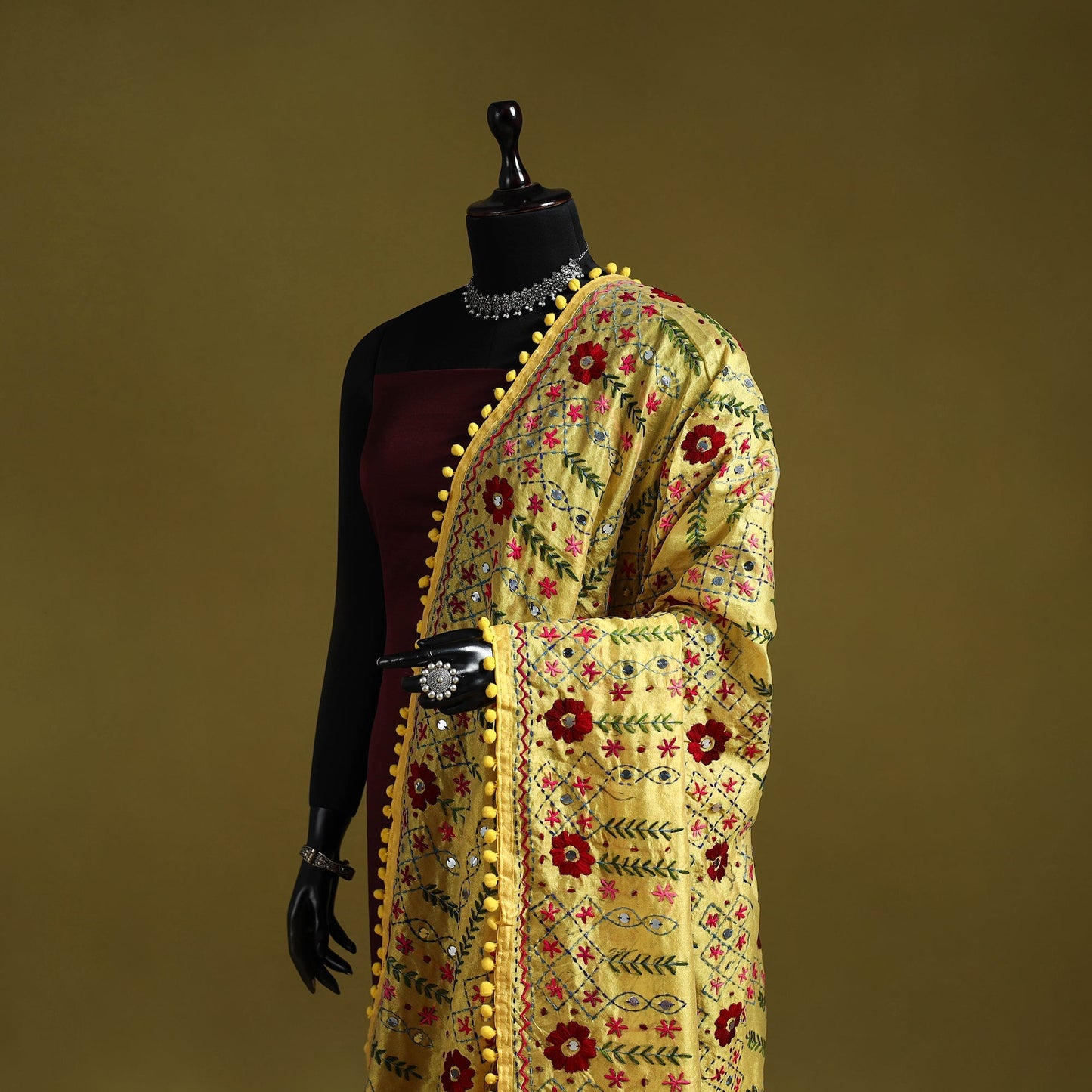 Ranihati chapa work chanderi silk hand embroidery dupatta