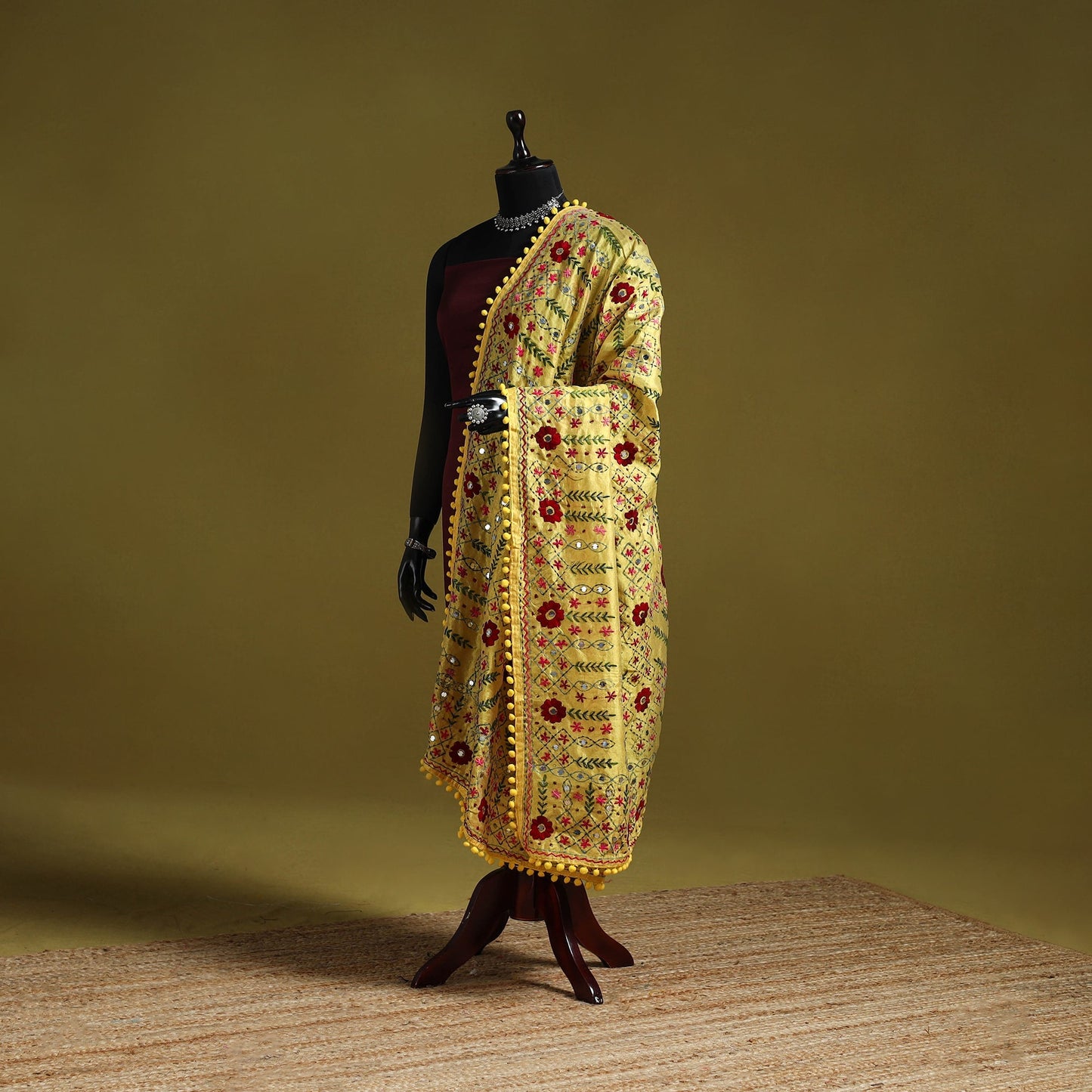 Ranihati chapa work chanderi silk hand embroidery dupatta