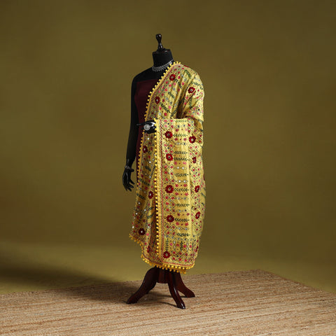 Ranihati chapa work chanderi silk hand embroidery dupatta