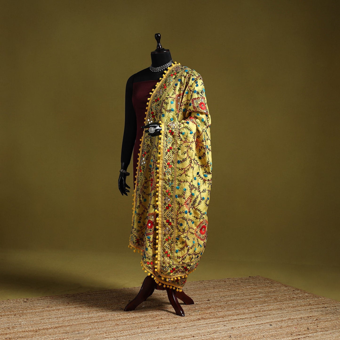 Ranihati chapa work chanderi silk hand embroidery dupatta