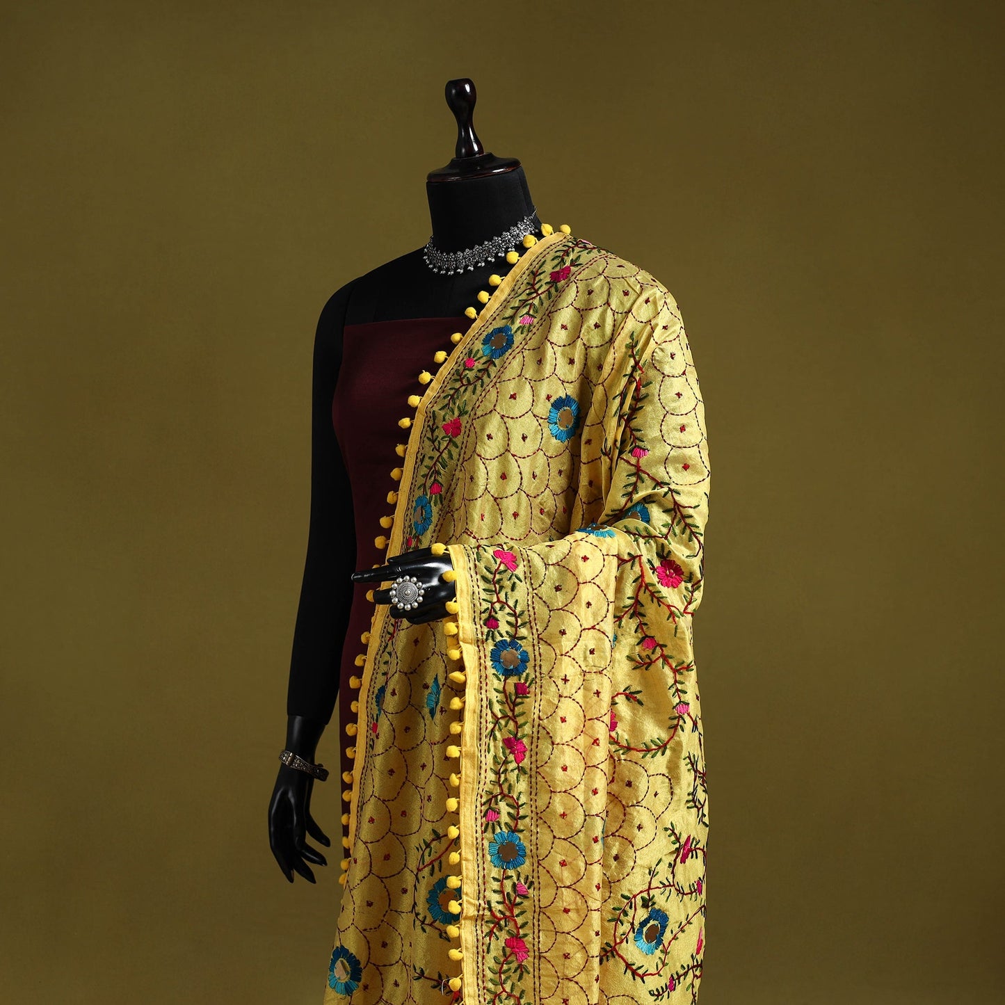 Ranihati chapa work chanderi silk hand embroidery dupatta