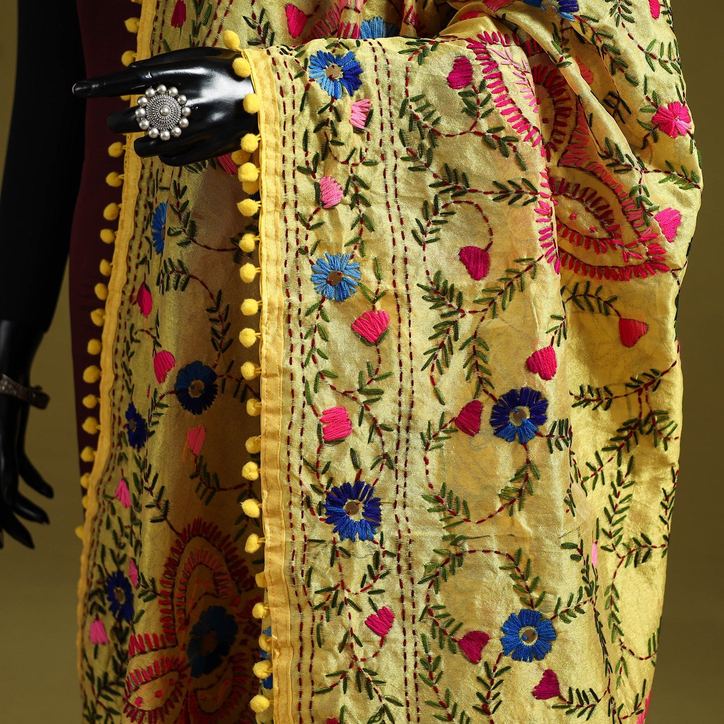 Ranihati chapa work chanderi silk hand embroidery dupatta