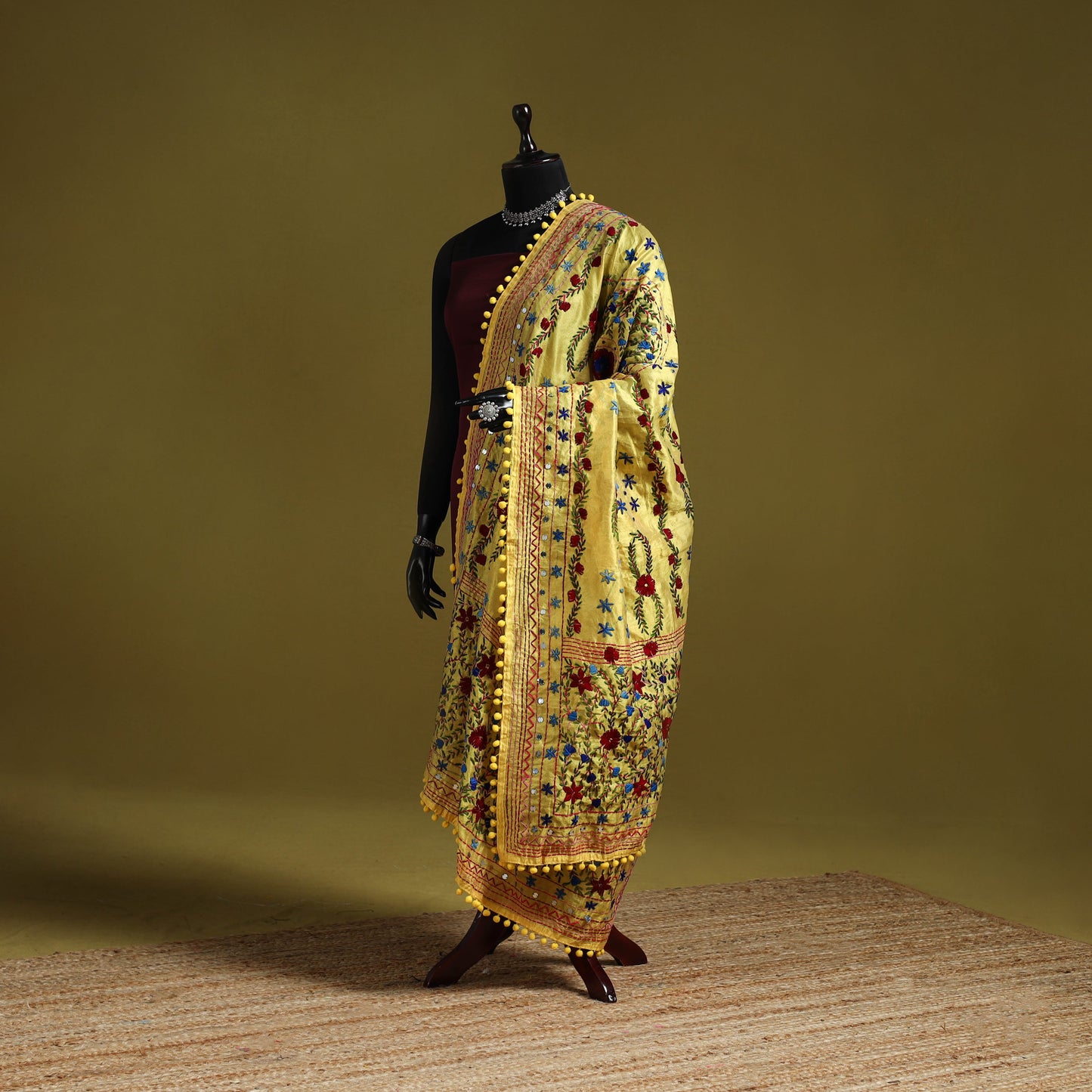 Ranihati chapa work chanderi silk hand embroidery dupatta