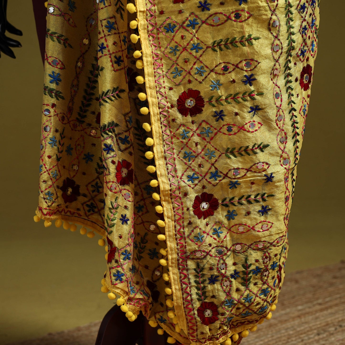 Ranihati chapa work chanderi silk hand embroidery dupatta